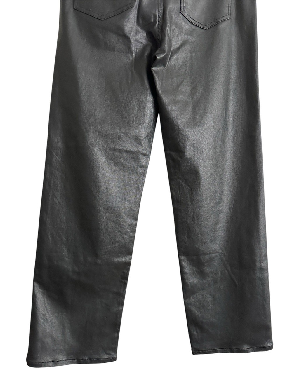 ANN TAYLOR High Rise Coated Straight Pants Black Faux Leather Vegan Leather Sz 8 - Picture 8 of 15